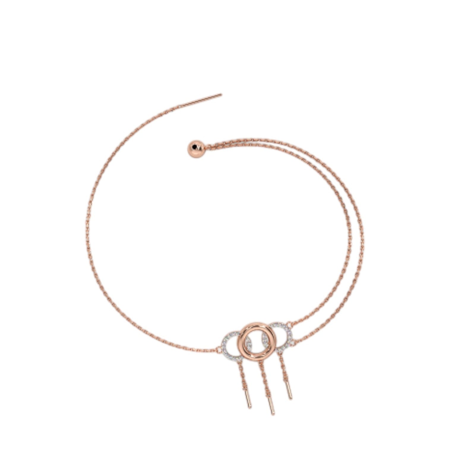 Rose Gold 3 Circle Design 925 Sterling Silver Anklet By Kesardeep Impex For Women